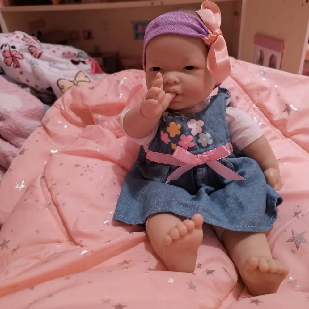 Asian Berengeuer Sweet Baby Doll in Denim Dress with Pink and Purple Details - Picture 3 of 16
